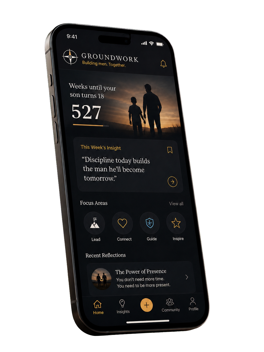Groundwork app shown on a premium black smartphone